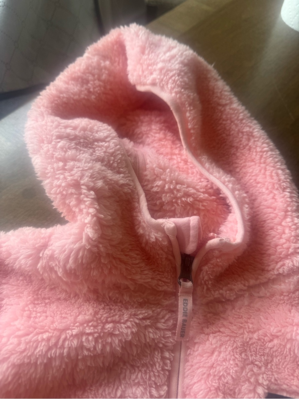 Eddie Bauer Girls Pink Plush Sherpa Hoodie with Half-Zip - Picture 3 of 8